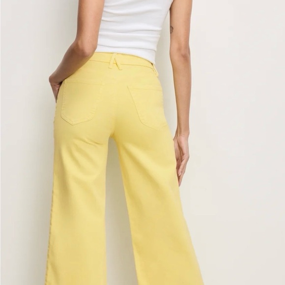 Good American Denim - Good American Yellow Wide-Leg Cropped Jeans